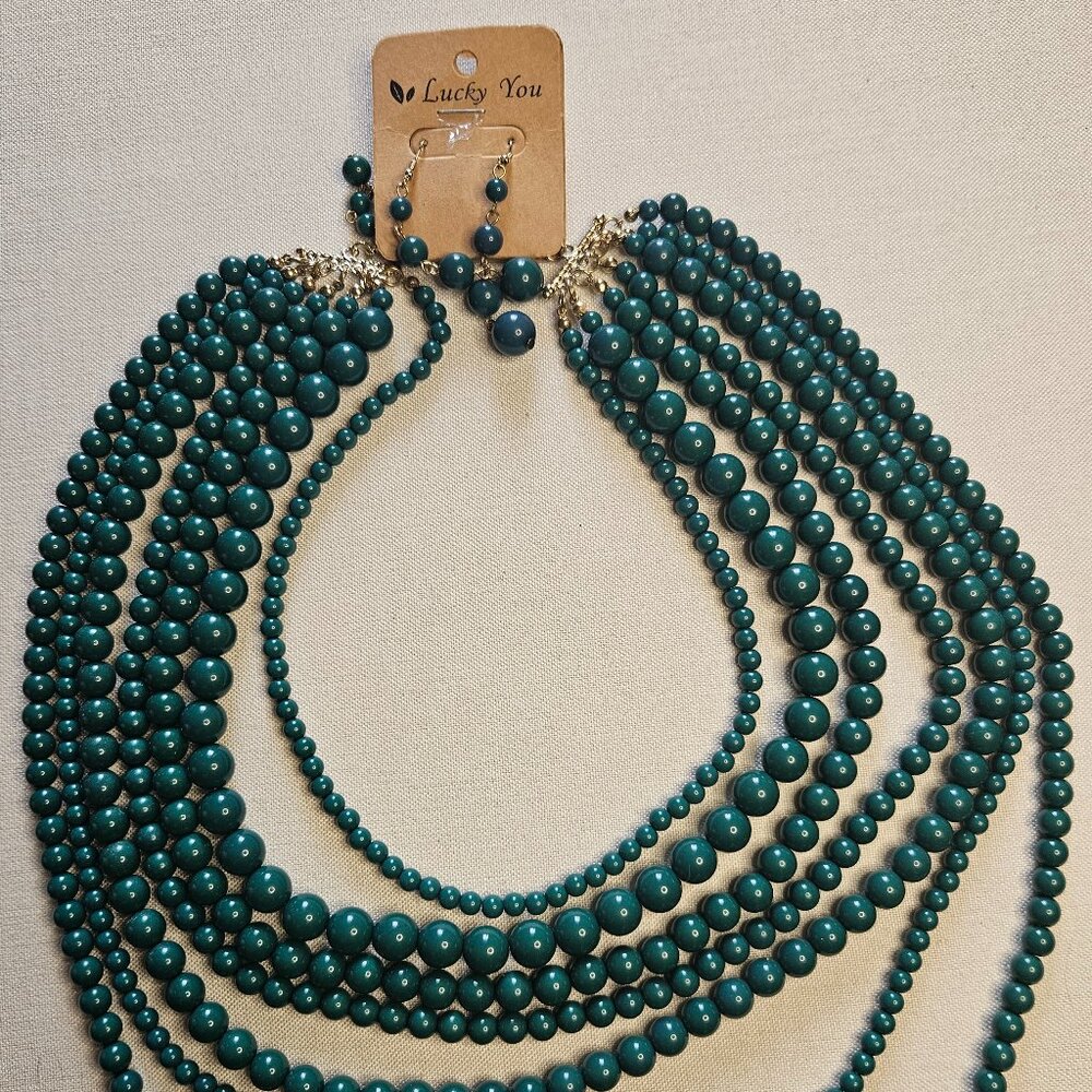 NWT - Long, Multilayer Beaded Necklace and Earring Set from Betsey's Boutique